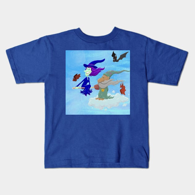 Wizard and witch Kids T-Shirt by Gus the little guy